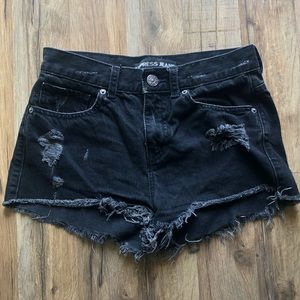 Express Mid Rise Black Jean Shorts
